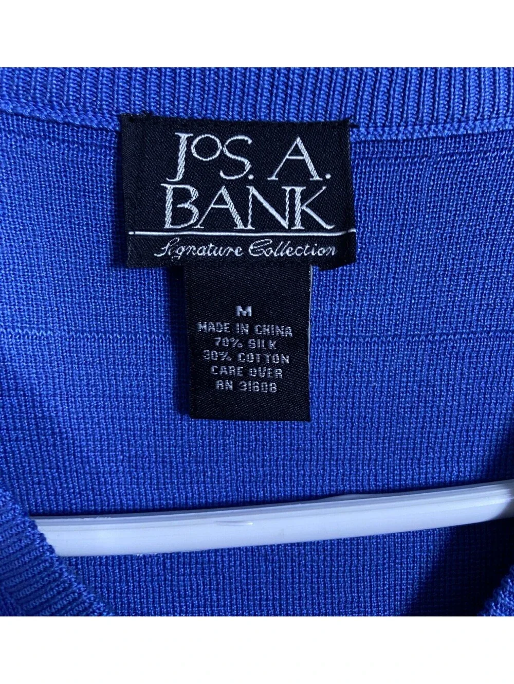 Jos. A Bank Silk Blend Sweater Mens XL Blue Knit Lightweight V-Neck Minimalist